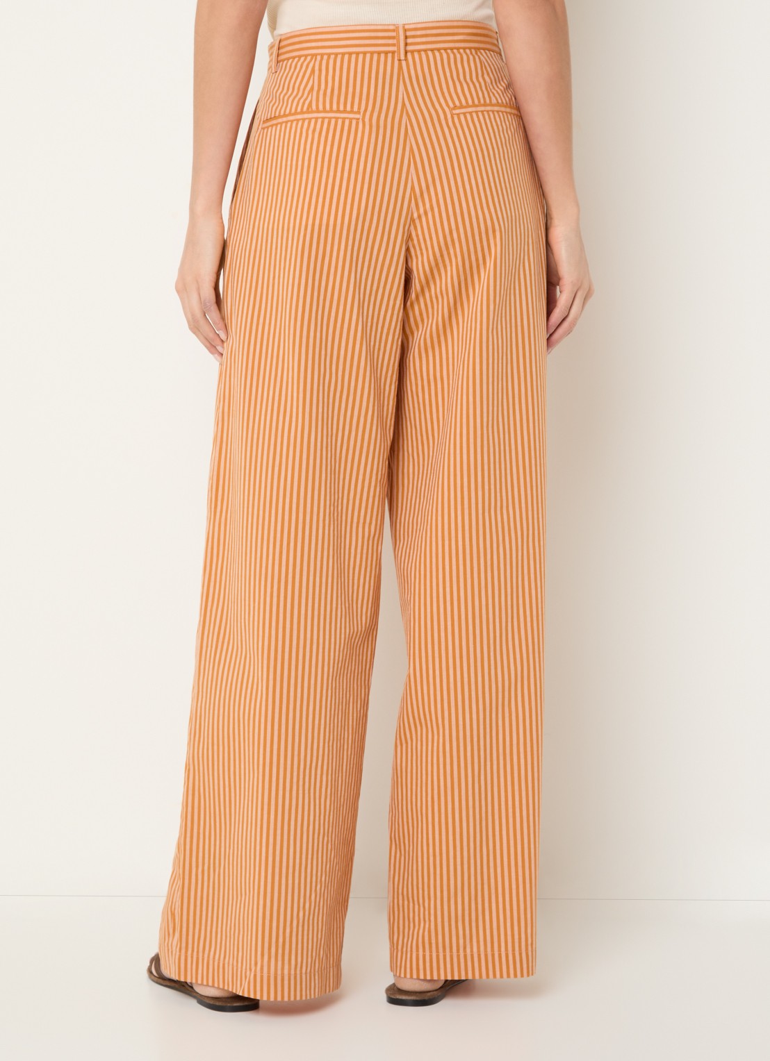 Sessùn Provencia high waist wide fit broek met streepprint - achterkant 3 orange
