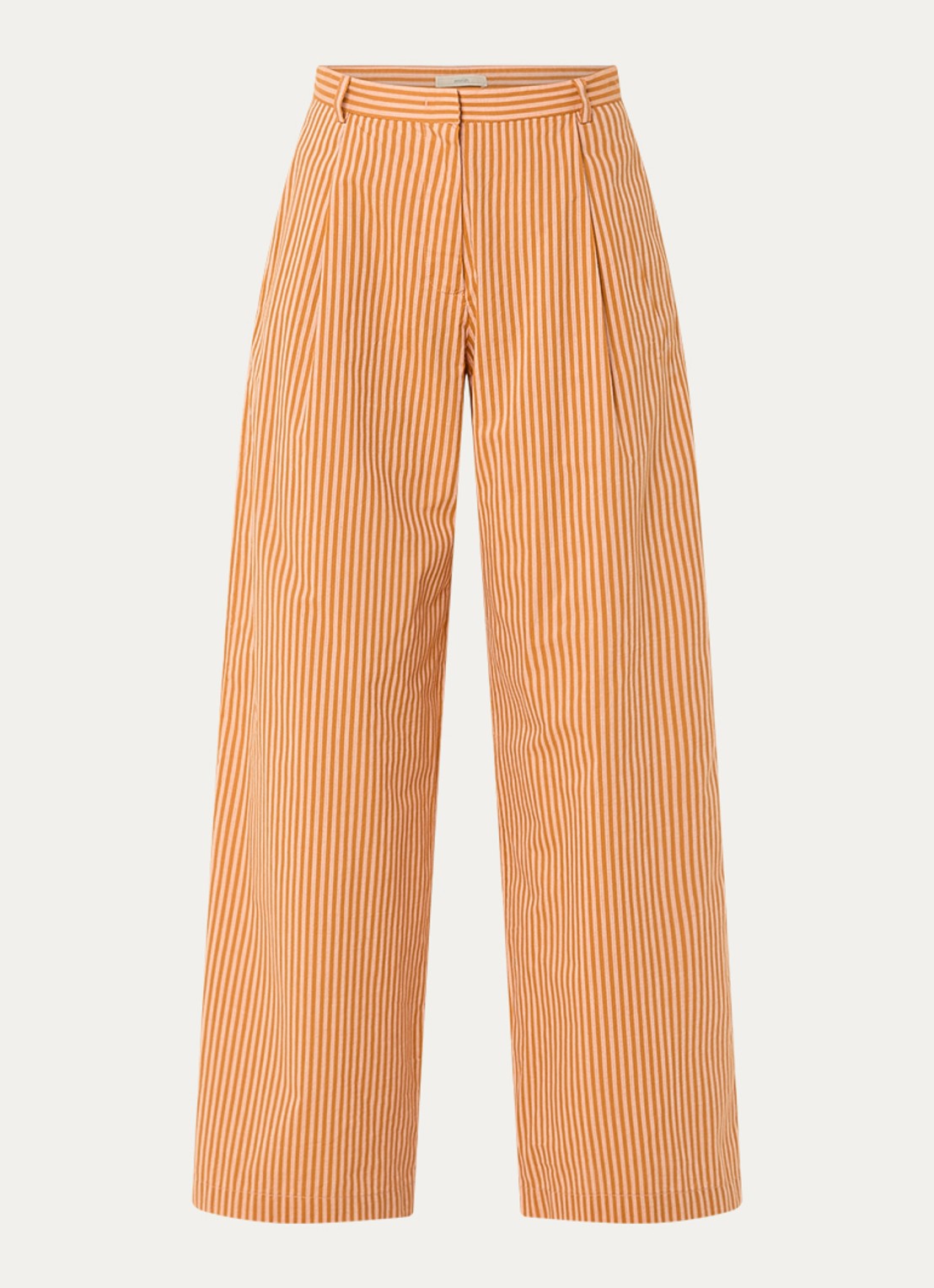 Sessùn Provencia high waist wide fit broek met streepprint - voorkant orange