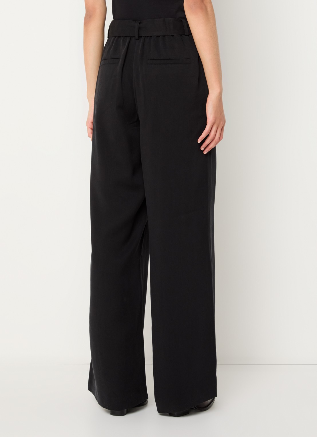 Sessùn Rim high waist wide fit pantalon  met strikceintuur - achterkant 2 zwart