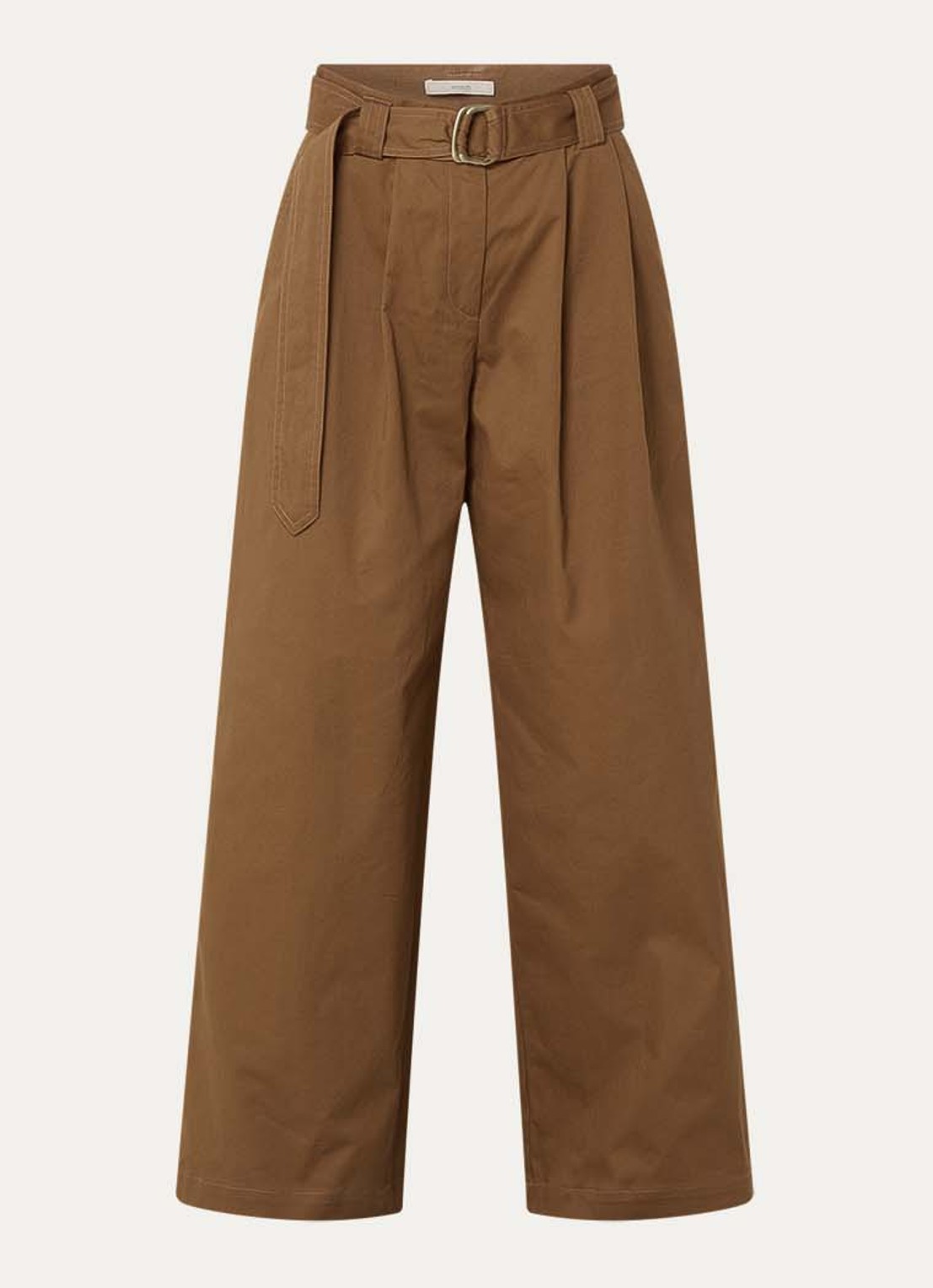 Sessùn Riva high waist wide fit pantalon met ceintuur - voorkant 3 cognac