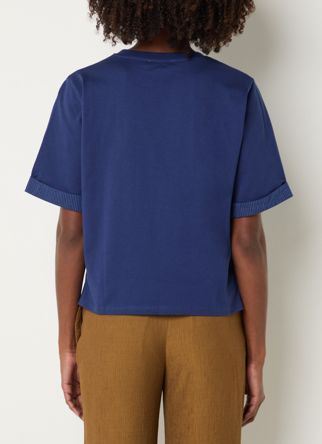 Sessùn Samico T-shirt met streepprint - achterkant donkerblauw
