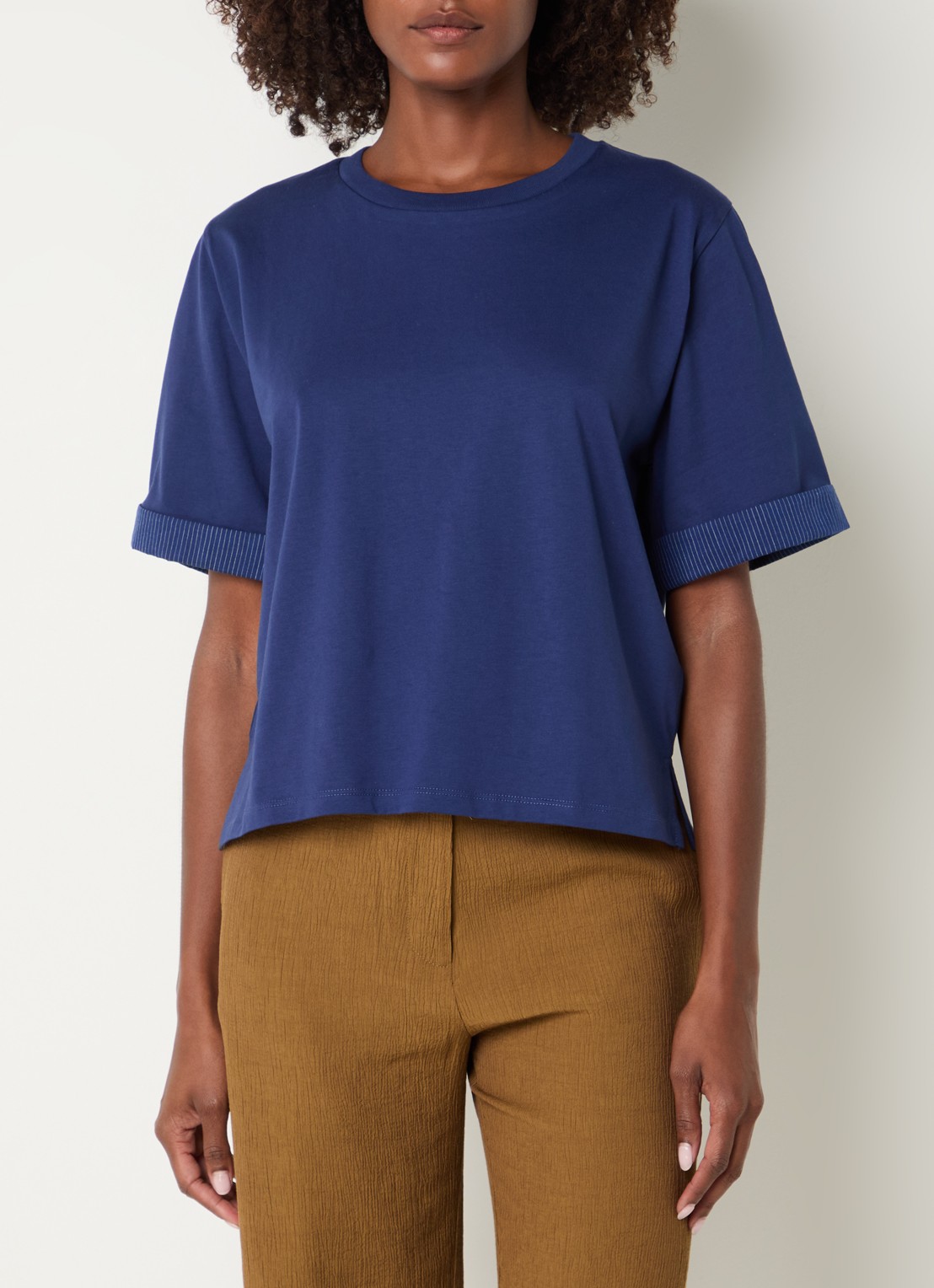 Sessùn Samico T-shirt met streepprint - detail 4 donkerblauw
