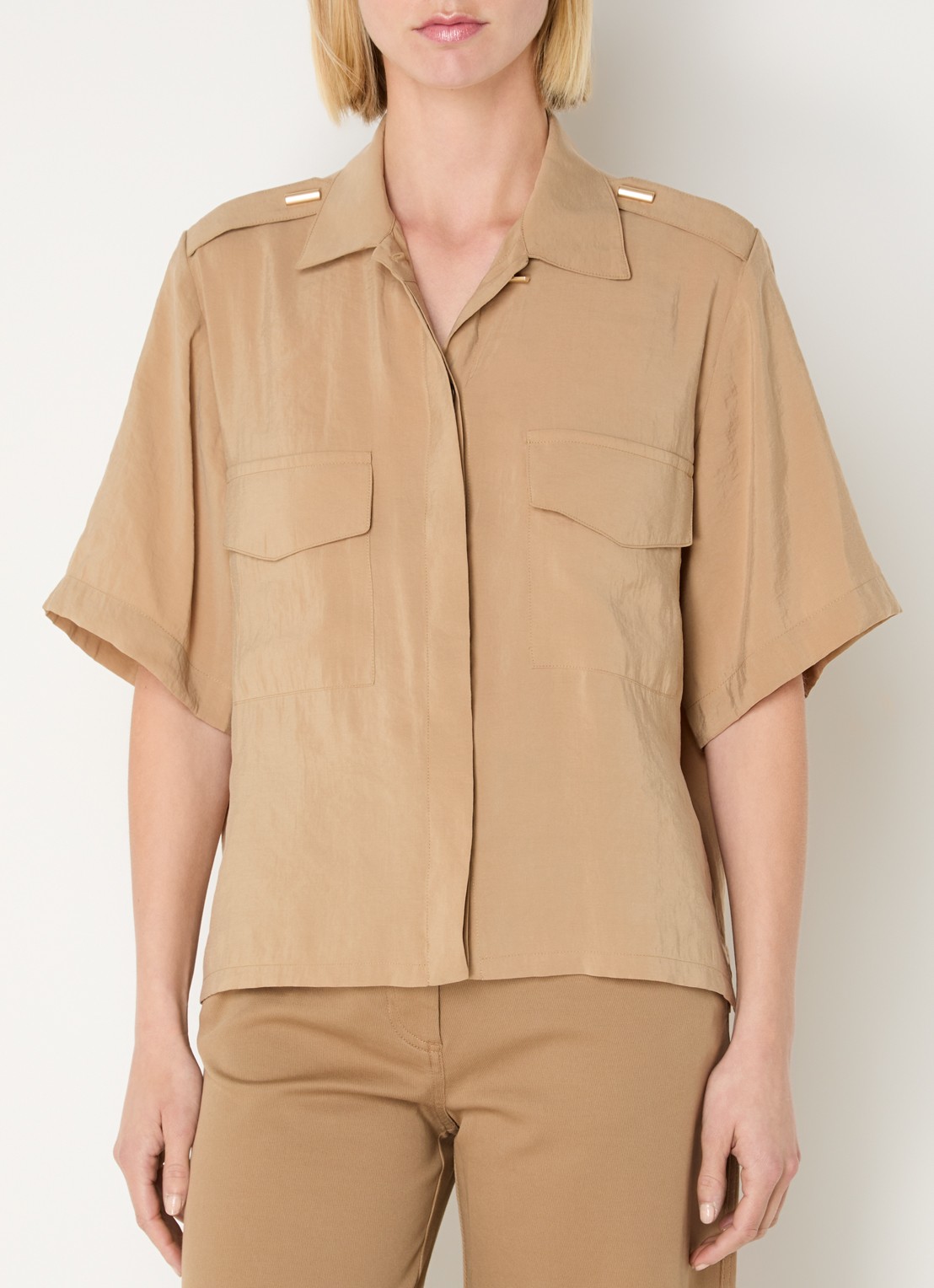 Sessùn Scoutiboy blouse met borstzakken - detail 2 beige