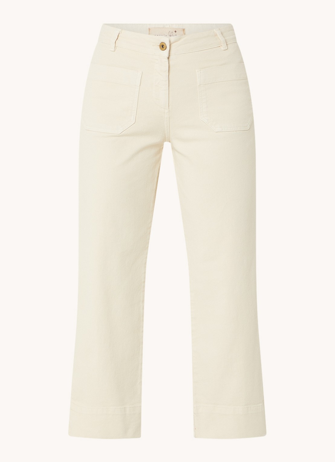 Sessùn Seakey high waist cropped regular fit jeans met opgestikte zakken - voorkant 3 creme