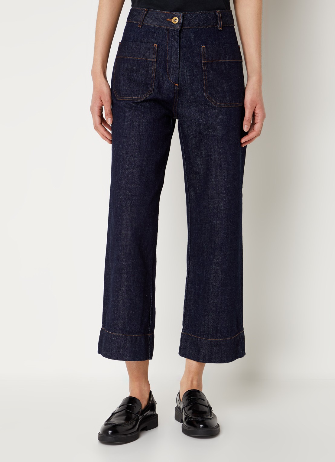 Sessùn Seakey high waist cropped regular fit jeans met opgestikte zakken - detail 2 indigo