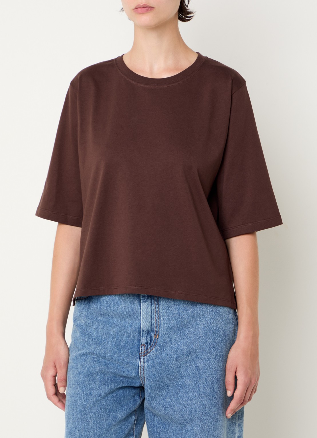 Sessùn Serge T-shirt met ronde hals - detail 3 bruin