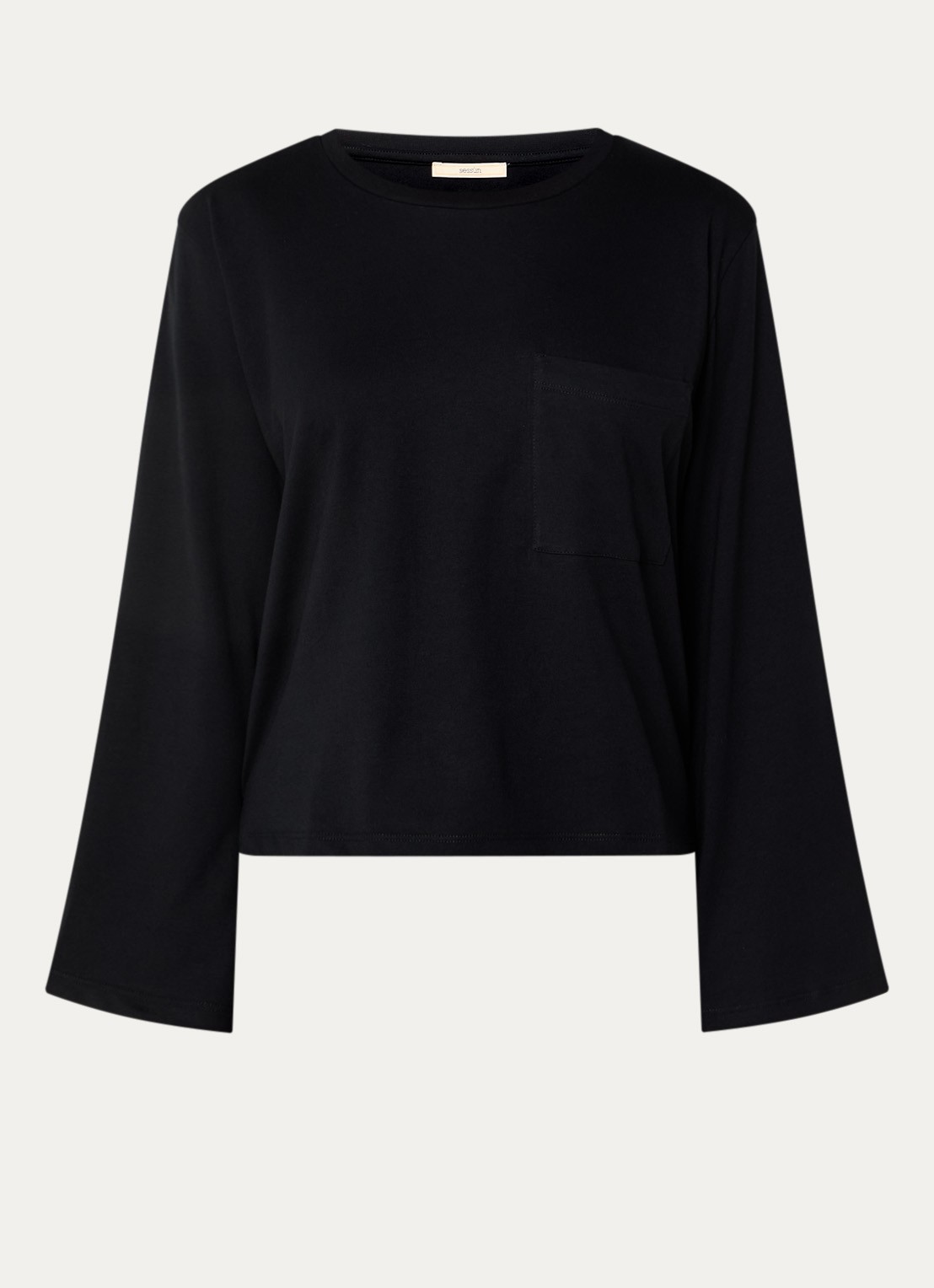 Sessùn Severiano long sleeve met borstzak - voorkant 3 zwart