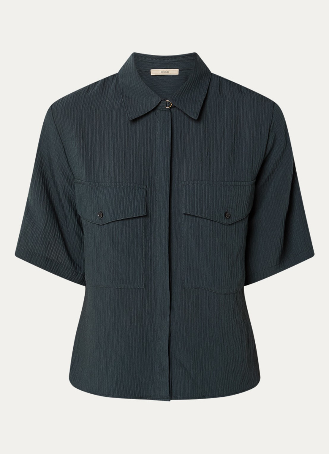 Sessùn Simonin blouse met structuur - voorkant 2 petrol