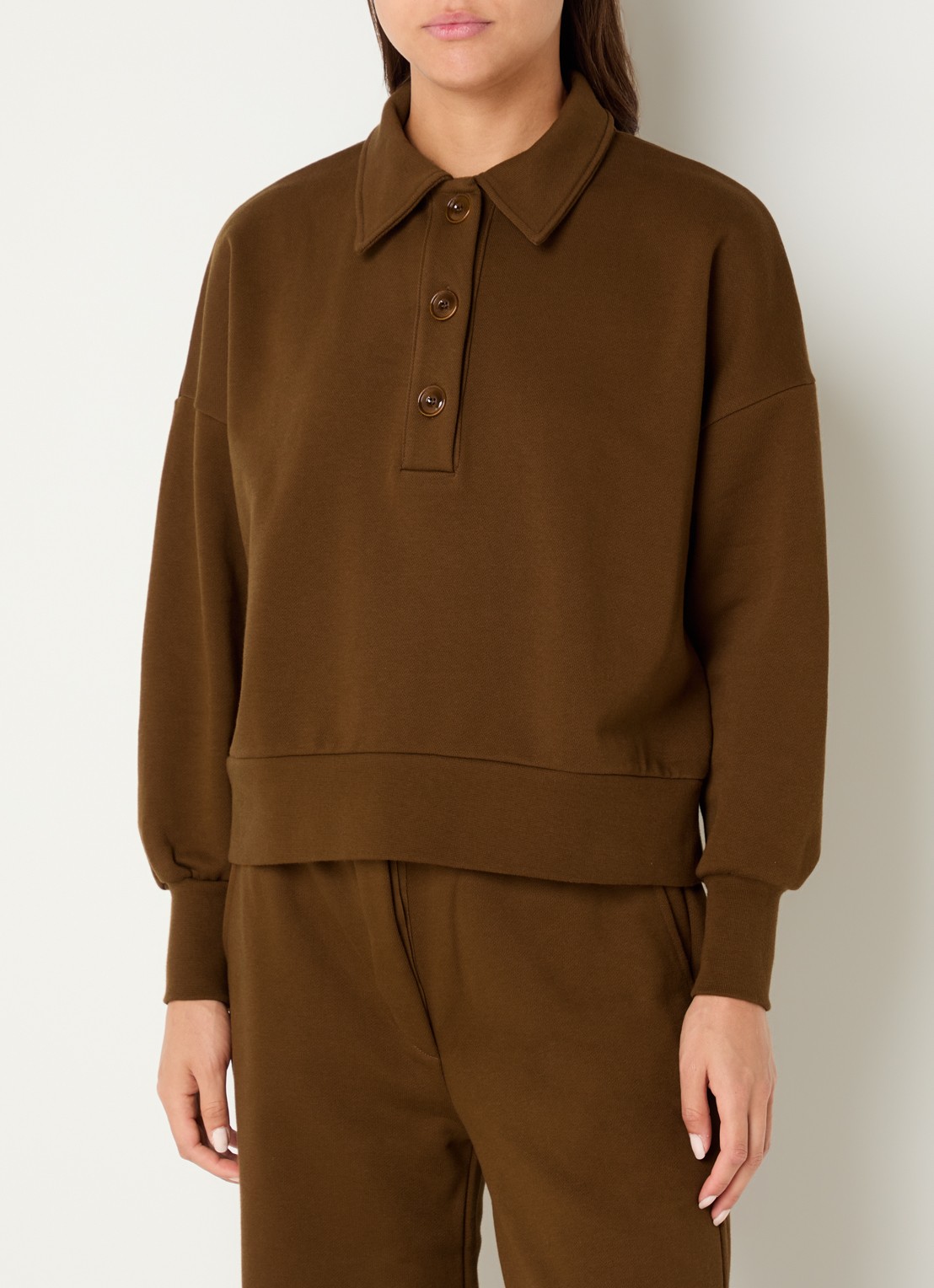 Sessùn Sweater met polokraag - detail bruin