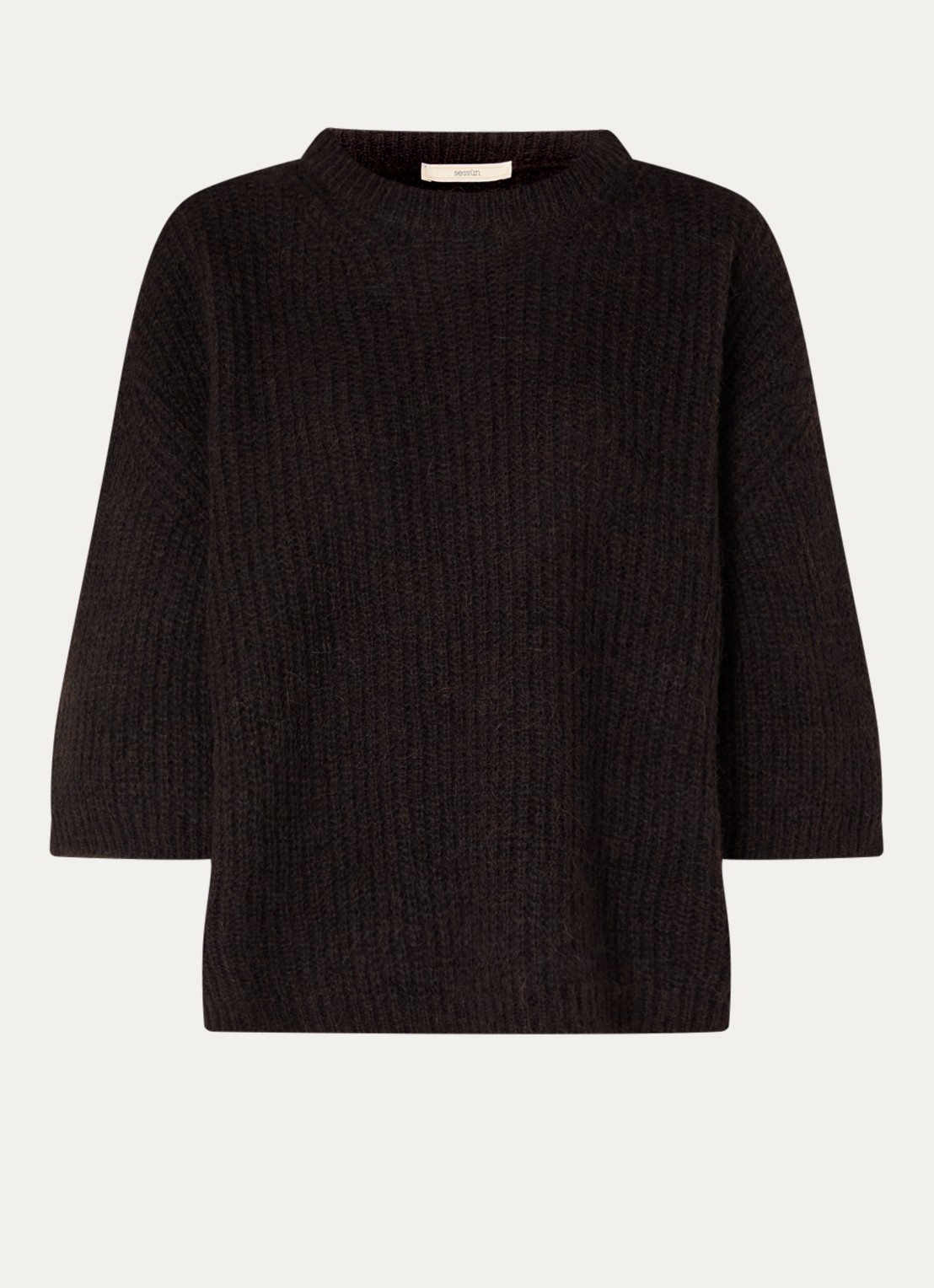Sessùn Tallon ribgebreide trui in alpaca wolblend - voorkant 2 bruin