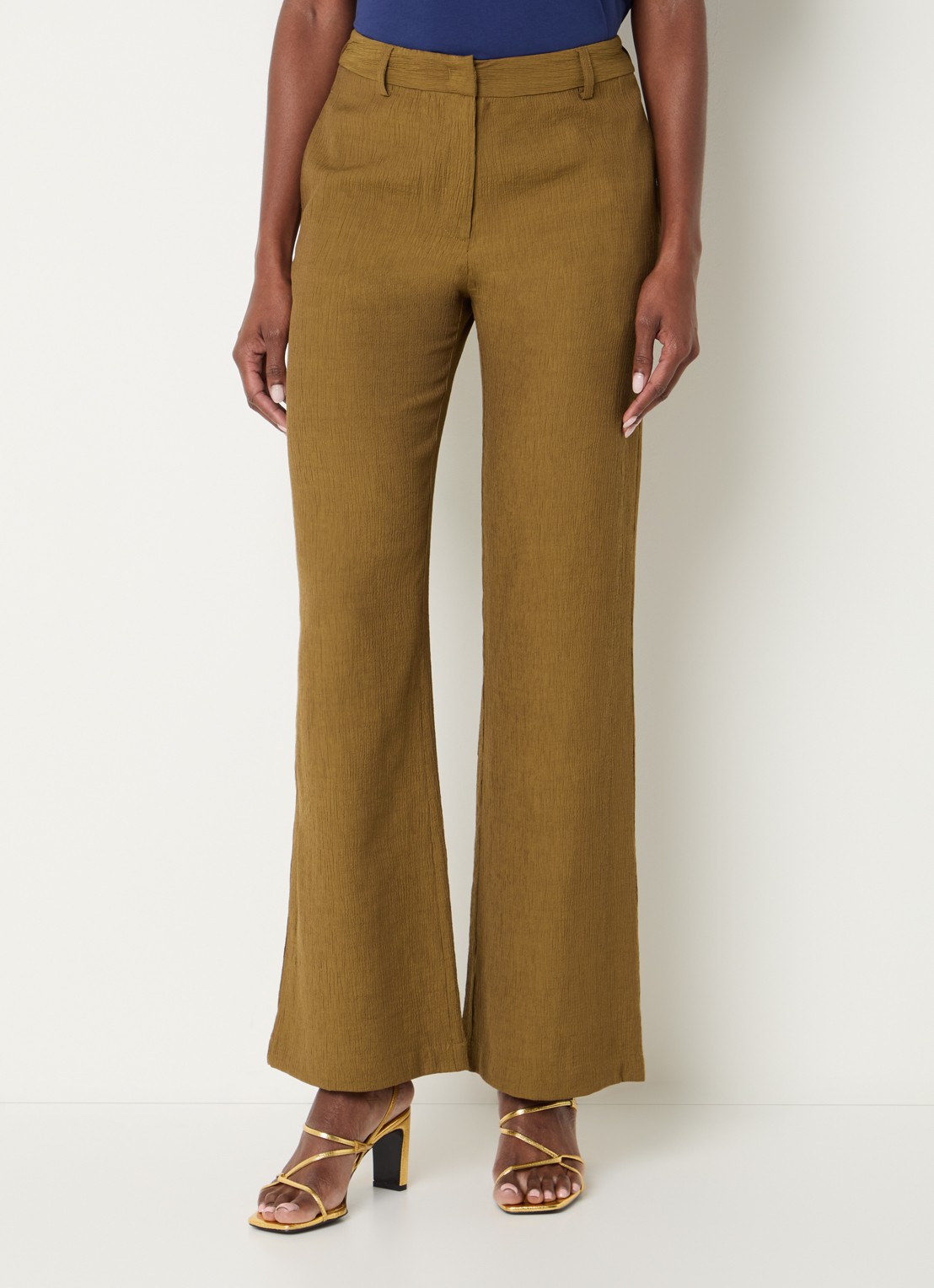 Sessùn Tancreto high waist flared fit pantalon met steekzakken - detail 4 brons