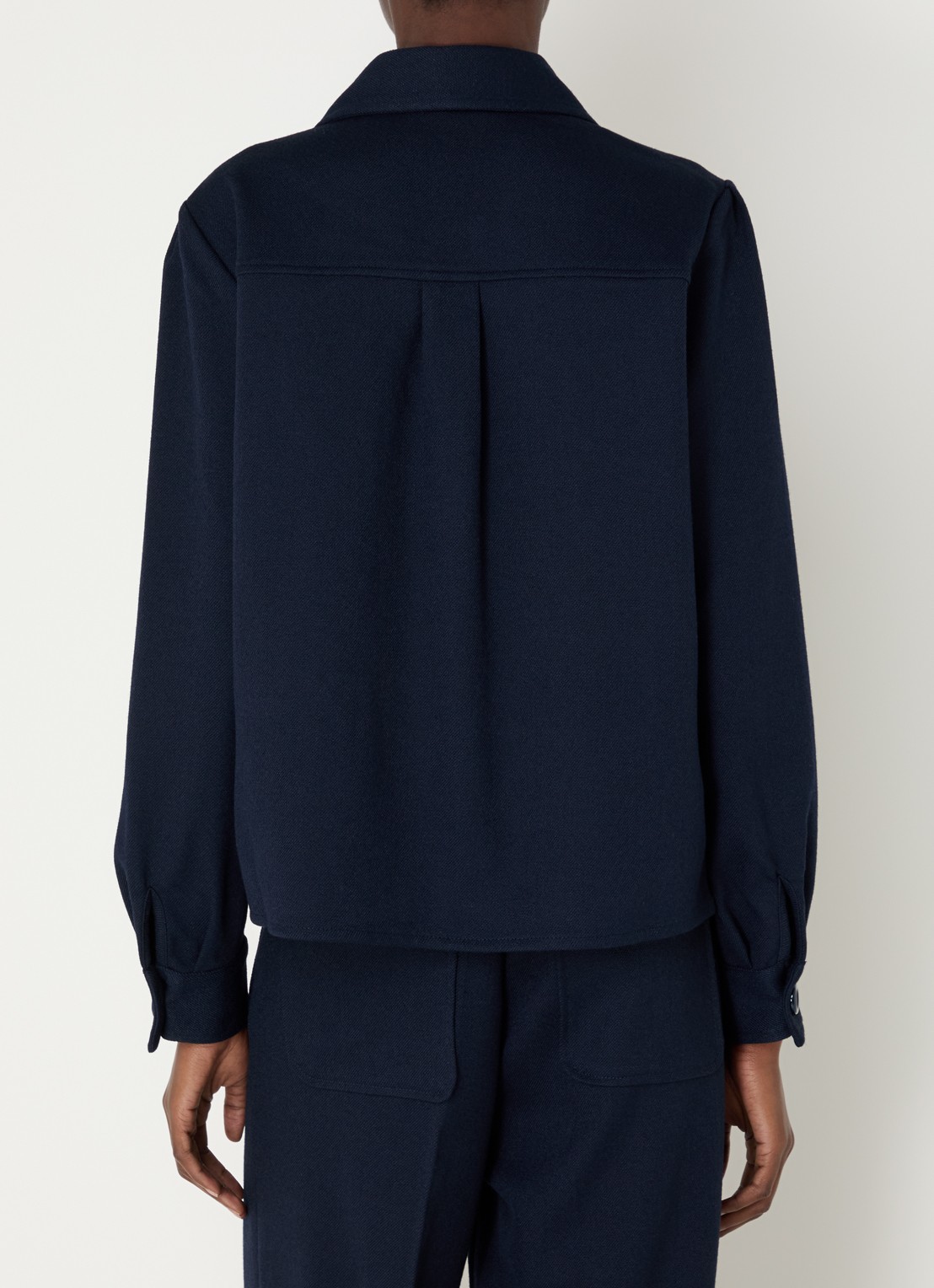 Sessùn Theodore blouse met opgestikte zakken - achterkant 2 donkerblauw