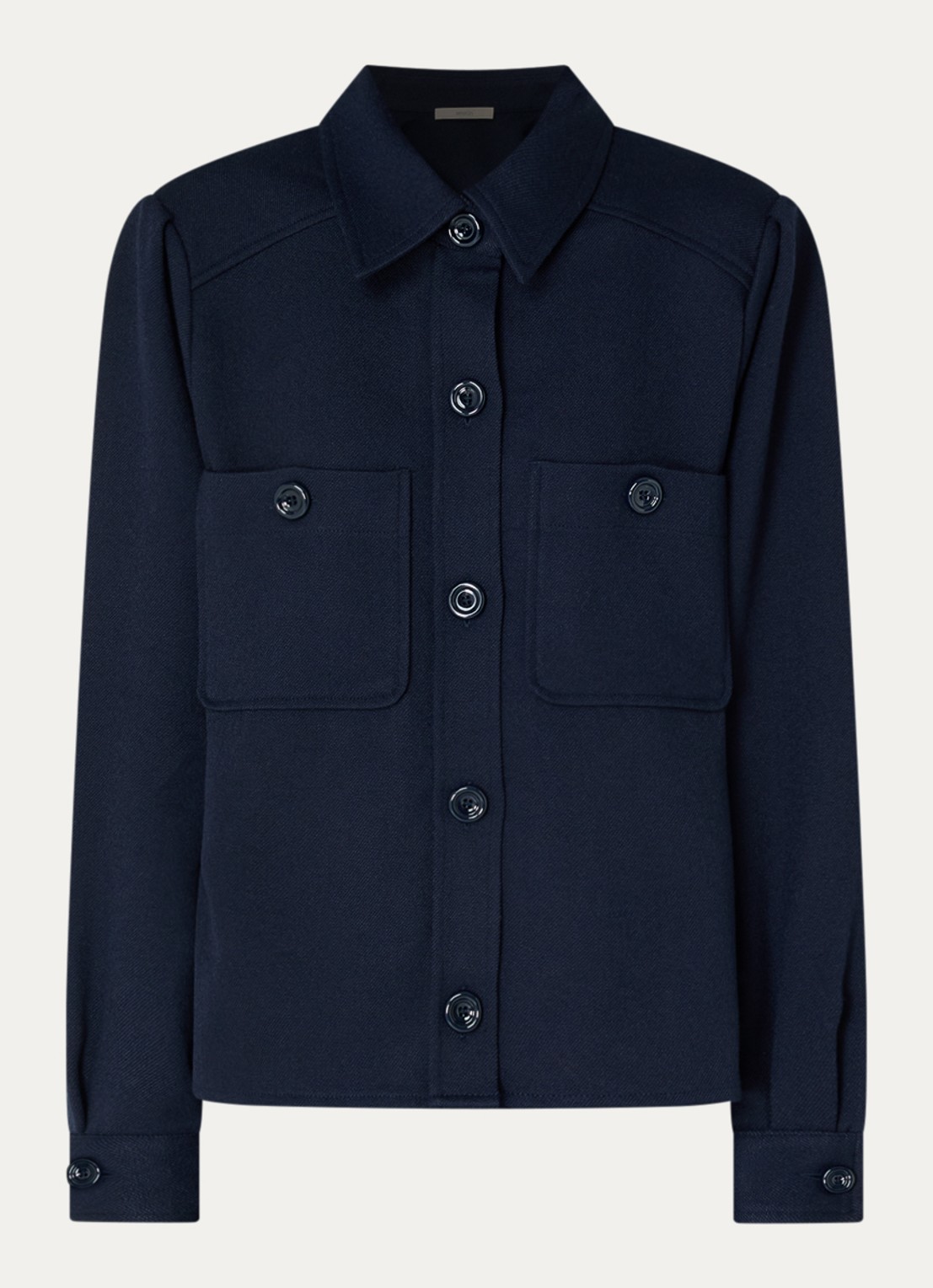 Sessùn Theodore blouse met opgestikte zakken - voorkant 3 donkerblauw