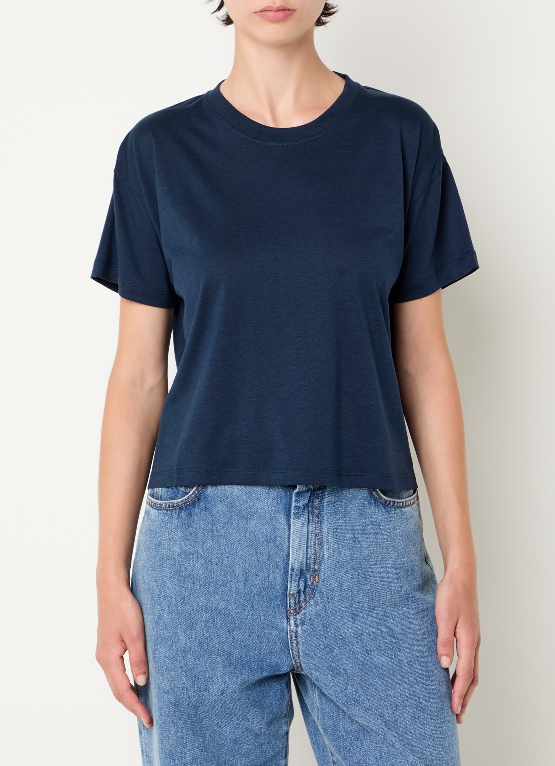 Sessùn Too cropped T-shirt  - detail 4 donkerblauw