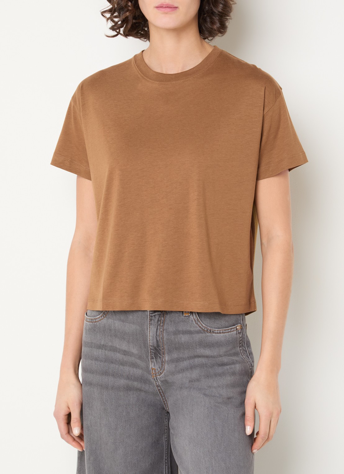 Sessùn Too T-shirt met ronde hals - detail cognac