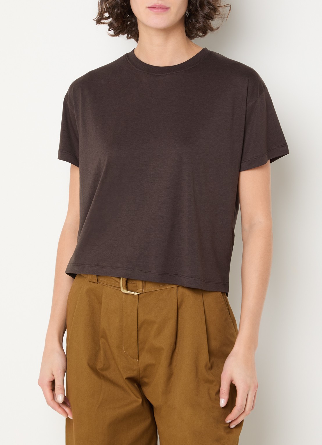 Sessùn Too T-shirt met ronde hals - detail donkerbruin