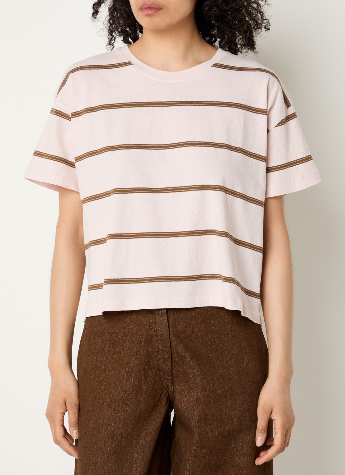 Sessùn Tooli T-shirt met streepprint - detail lichtroze