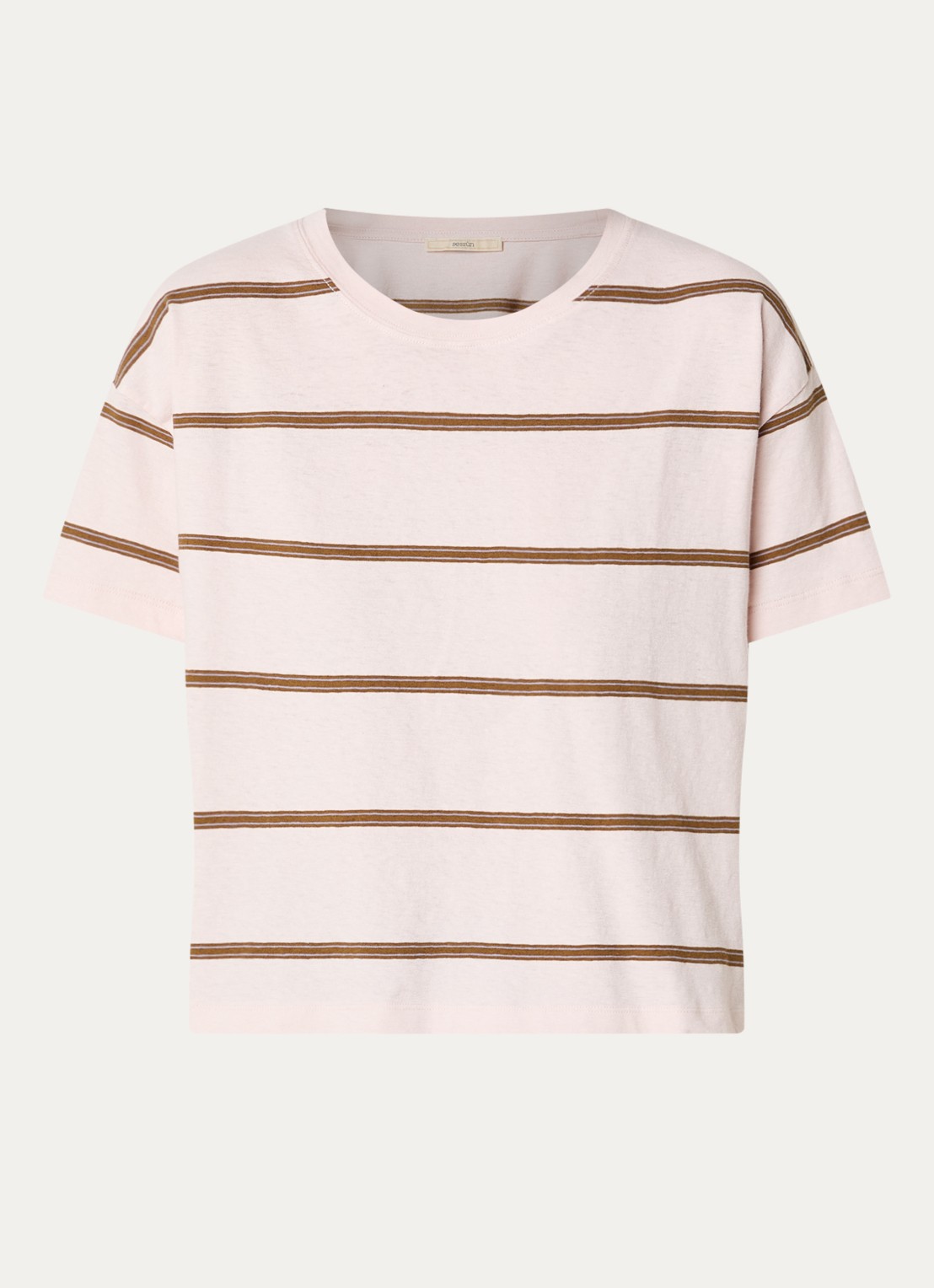 Sessùn Tooli T-shirt met streepprint - voorkant 3 lichtroze