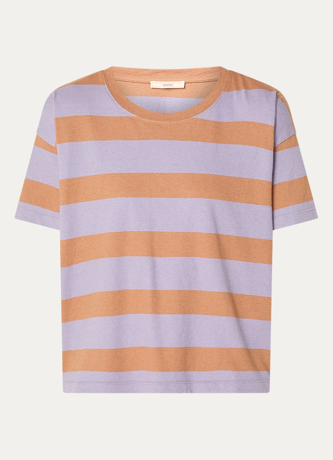 Sessùn Tooli T-shirt met streepprint - voorkant roestbruin