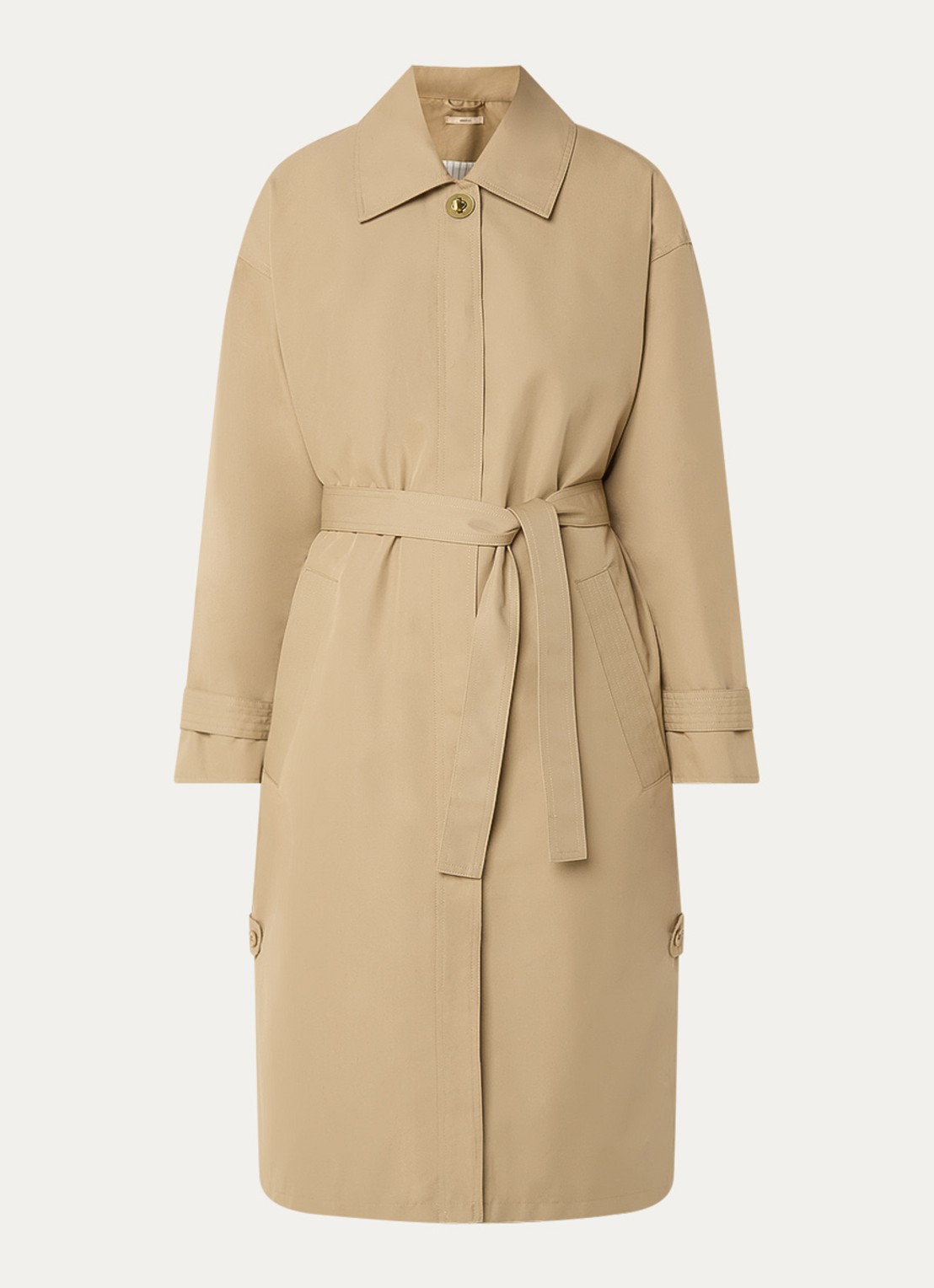 Sessùn Trenchliss trenchcoat met steekzakken en strikceintuur - voorkant 3 camel