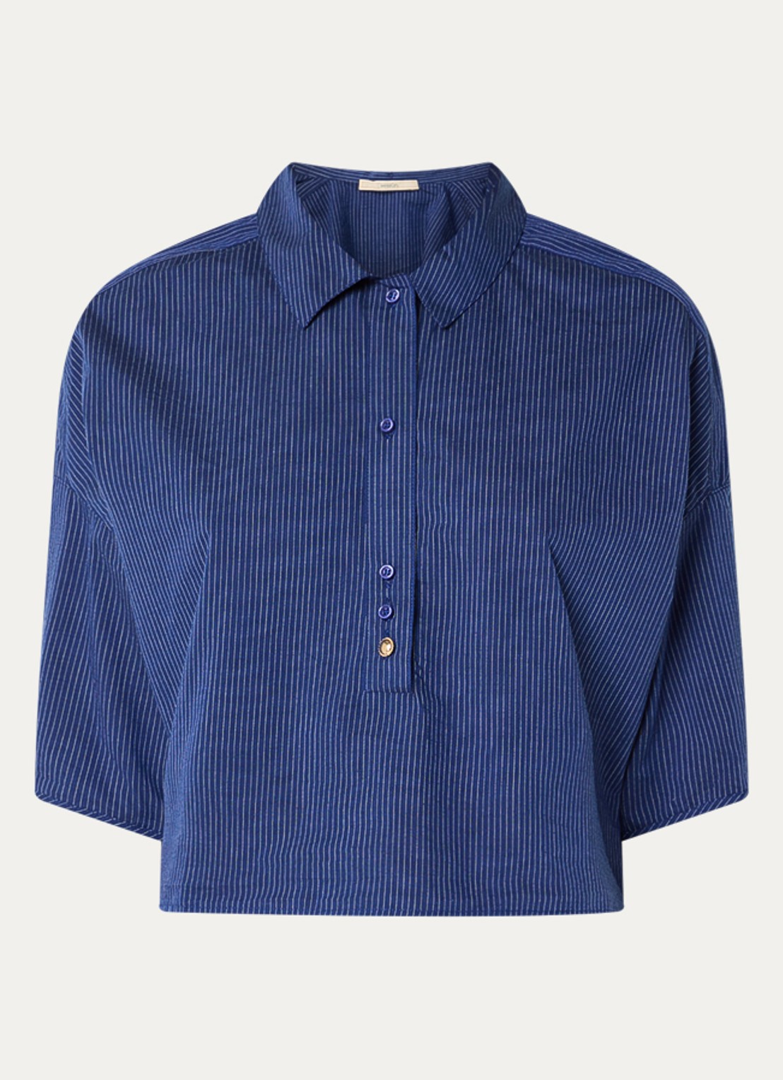 Sessùn U blouse met streepprint - voorkant 2 donkerblauw