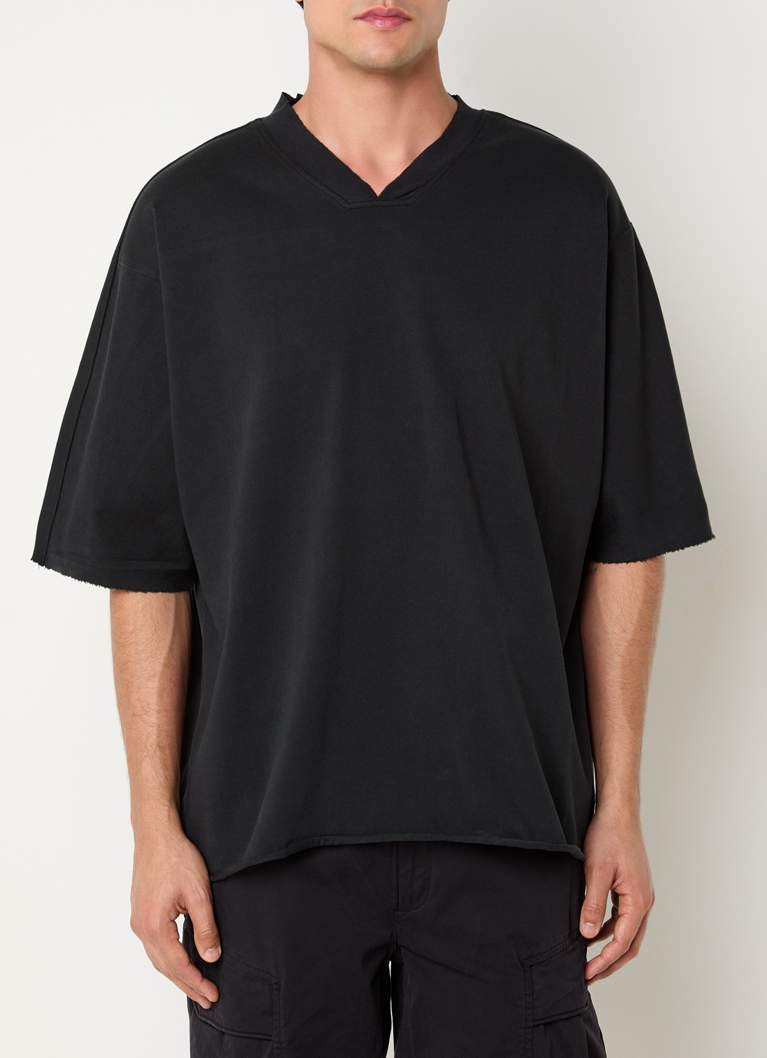 Seventh Kimono T-shirt met V-hals - detail 4 zwart