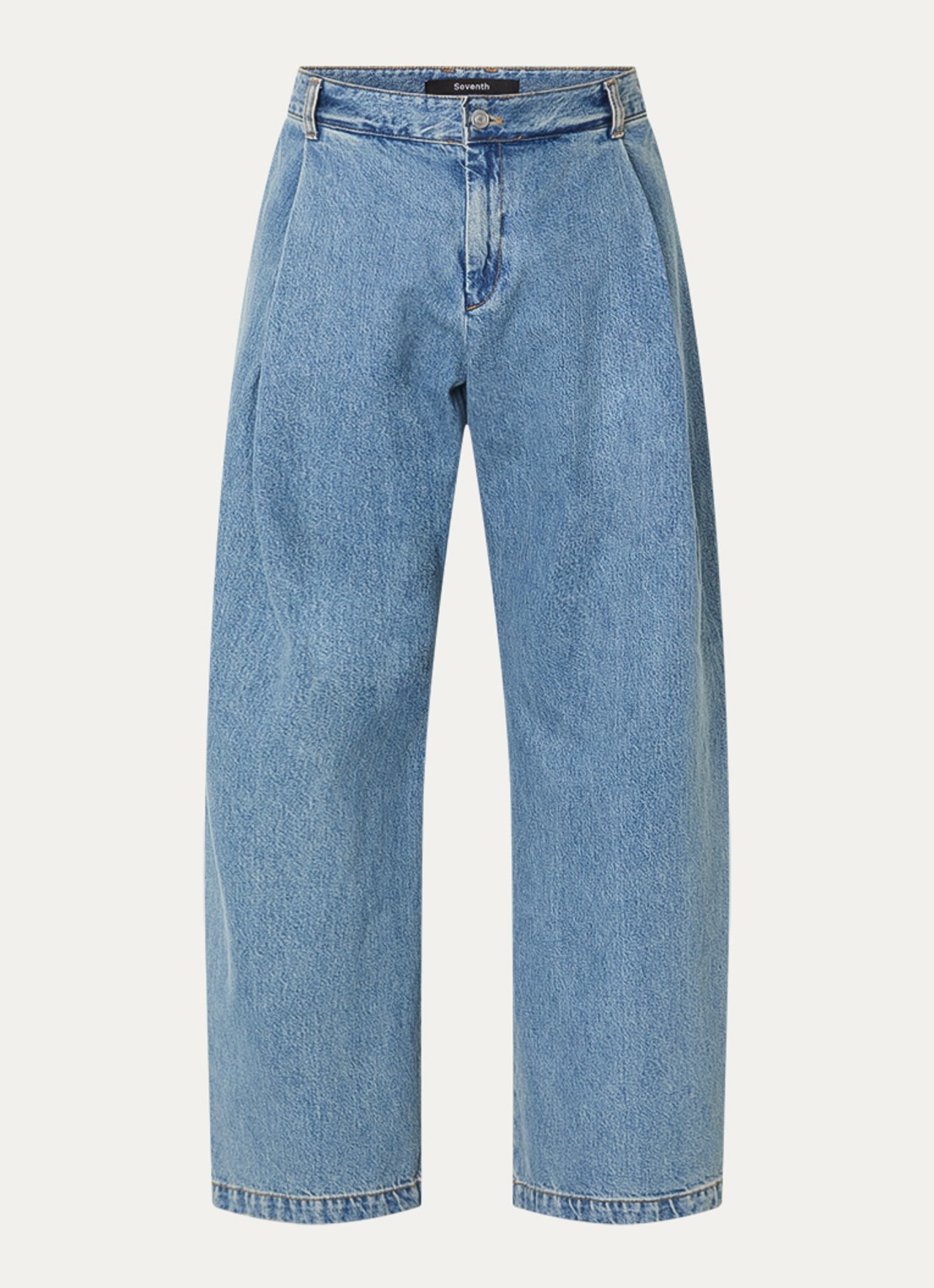 Seventh Loose fit jeans met medium wassing en plooidetail - voorkant indigo