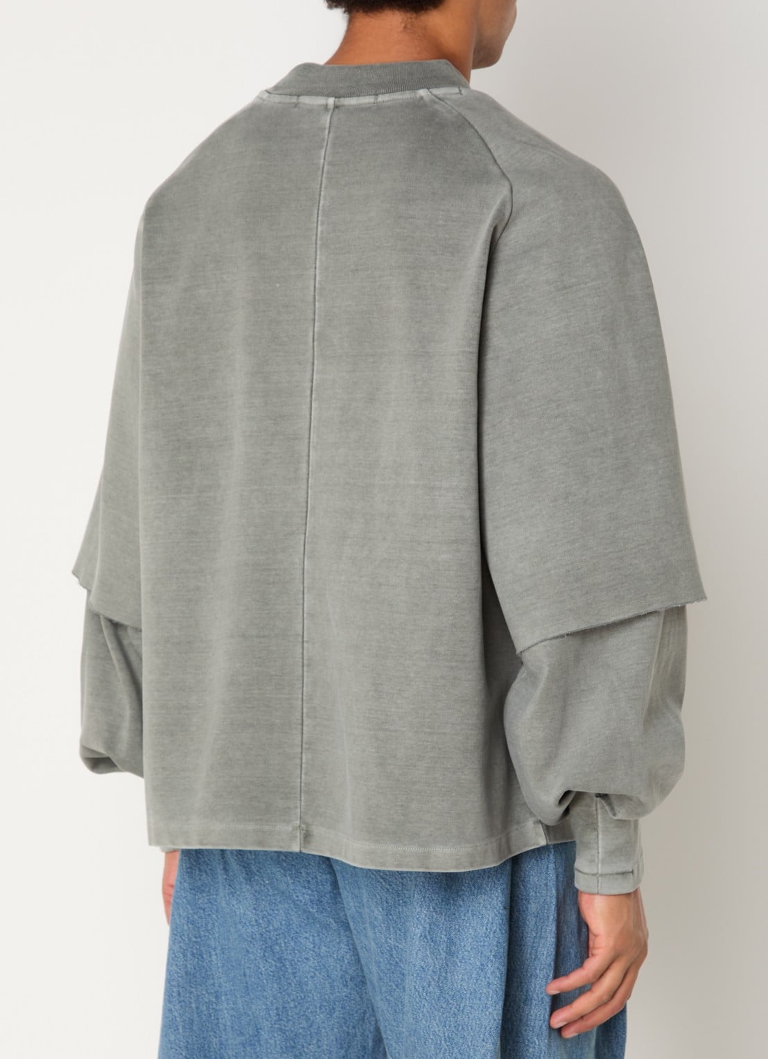 Seventh Raglan sweater met ronde hals - achterkant olijfgroen