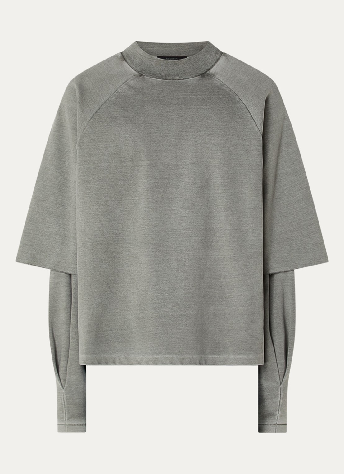 Seventh Raglan sweater met ronde hals - voorkant 2 olijfgroen