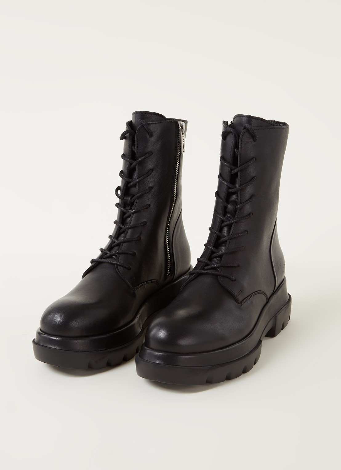 Shabbies Amsterdam Biker boot van leer  - detail 2 zwart