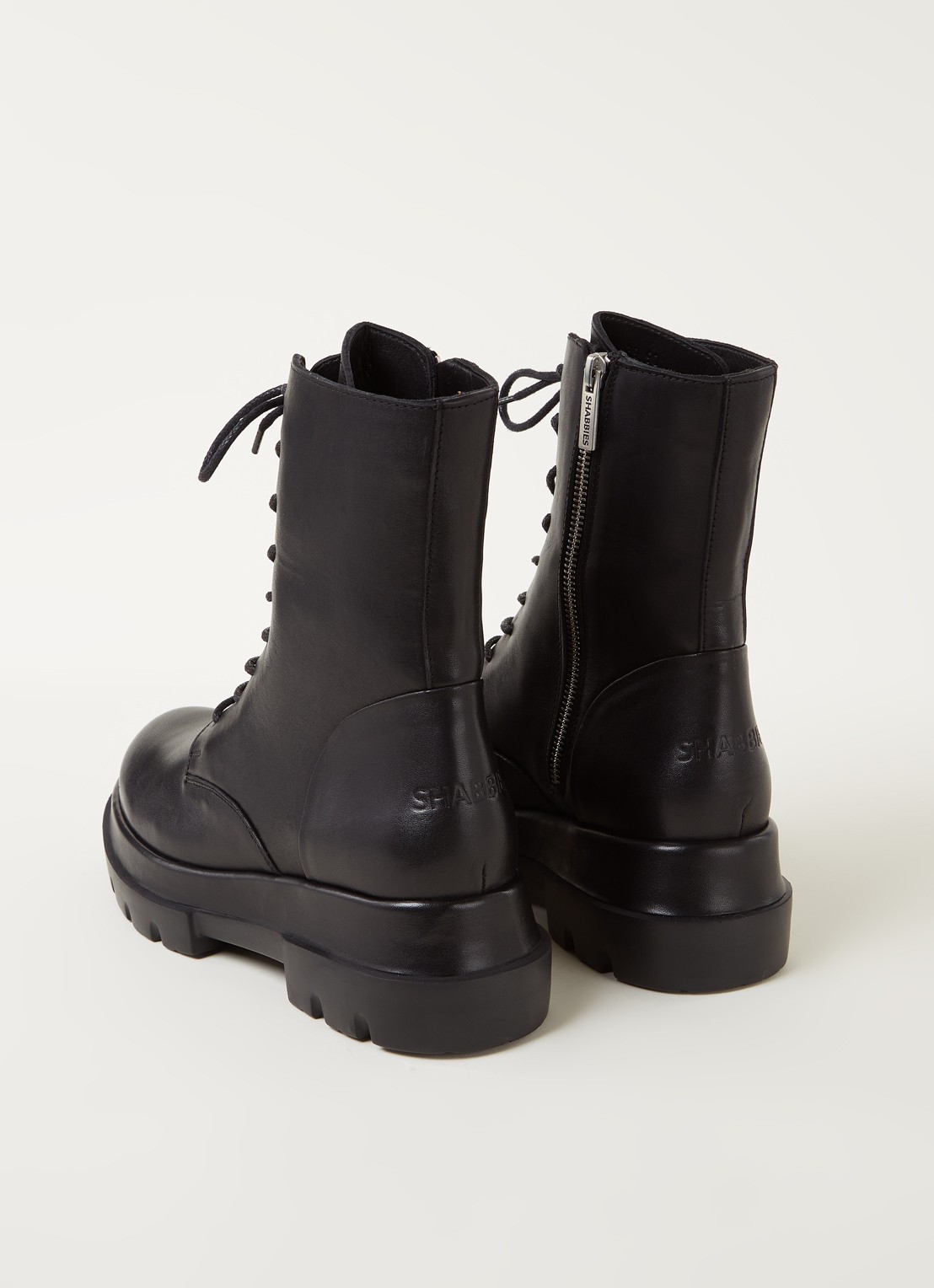 Shabbies Amsterdam Biker boot van leer  - detail 3 zwart