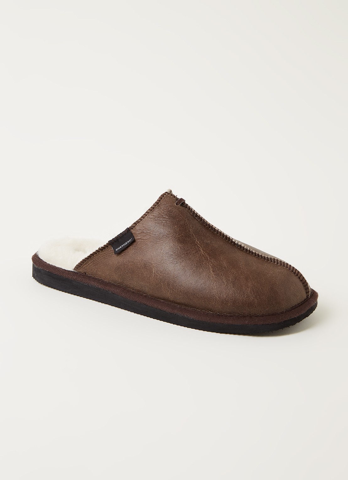 Shepherd Hugo pantoffel van schapenleer - voorkant 3 bruin