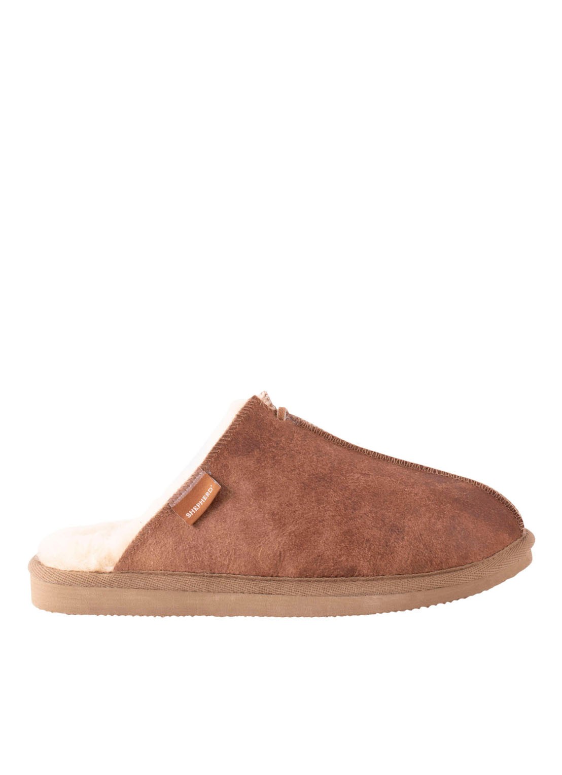 Shepherd Hugo pantoffel van schapenleer - voorkant 5 cognac