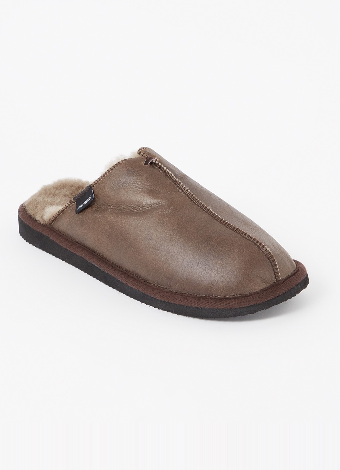 Shepherd Hugo pantoffel van schapenleer - voorkant 8 taupe