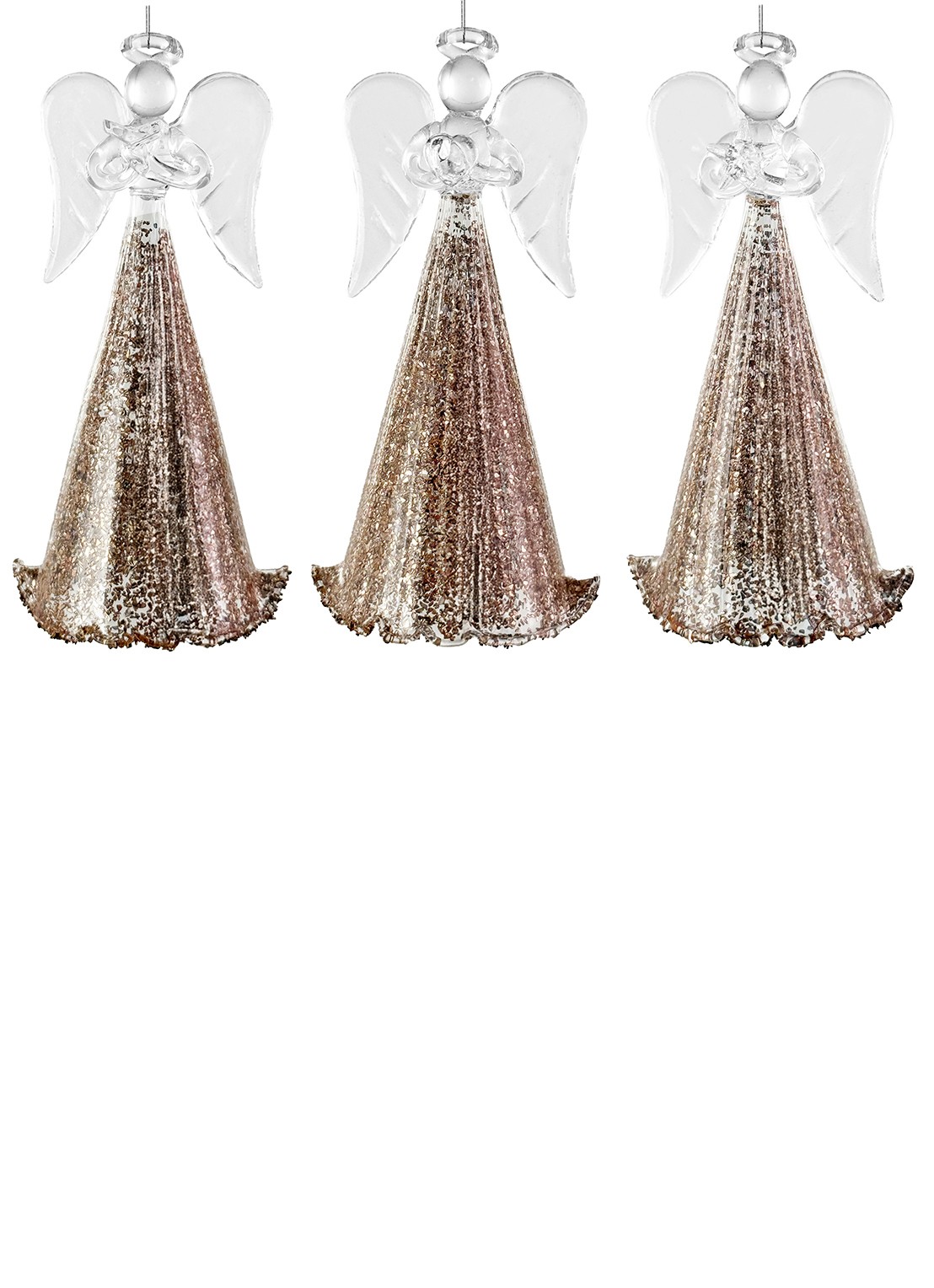 Shishi Angel kersthanger 12 cm set van 3 - voorkant goud