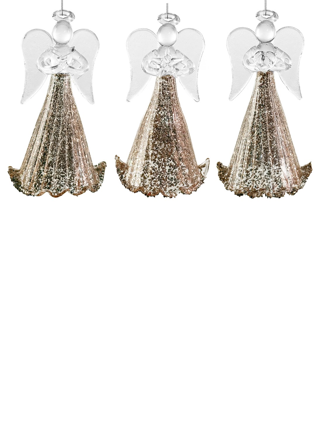 Shishi Angel kersthanger 9 cm set van 3 - voorkant goud