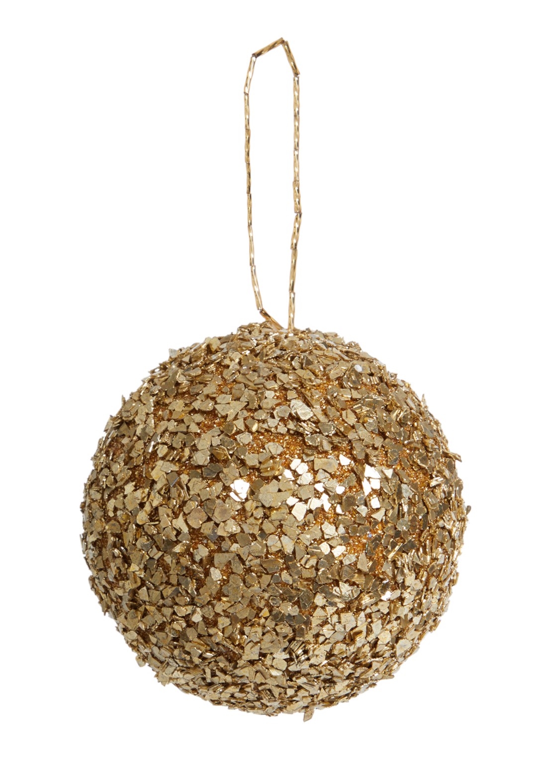 Shishi Flakes kerstbal 10 cm  - voorkant goud