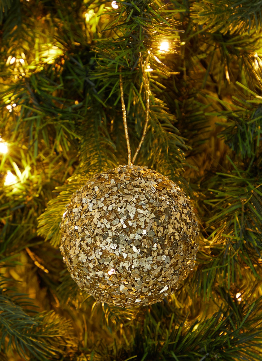 Shishi Flakes kerstbal 10 cm  - voorkant 2 goud