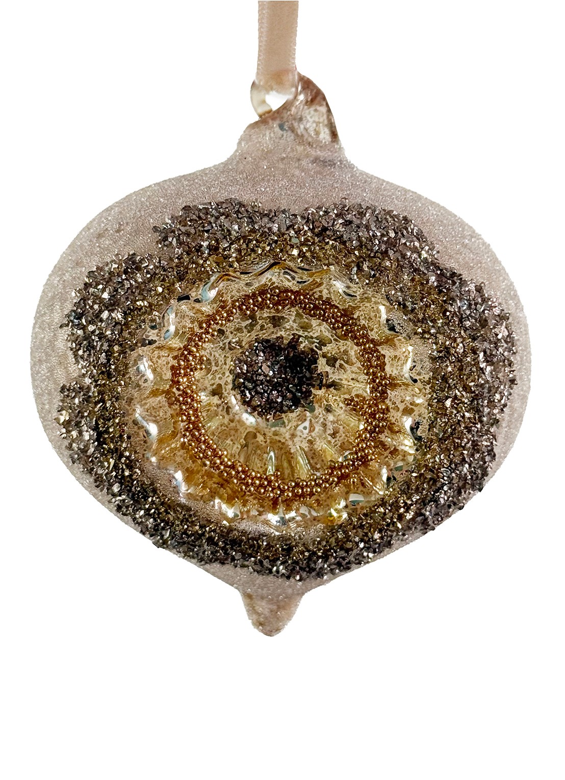 Shishi Flower kersthanger 8 cm - voorkant goud
