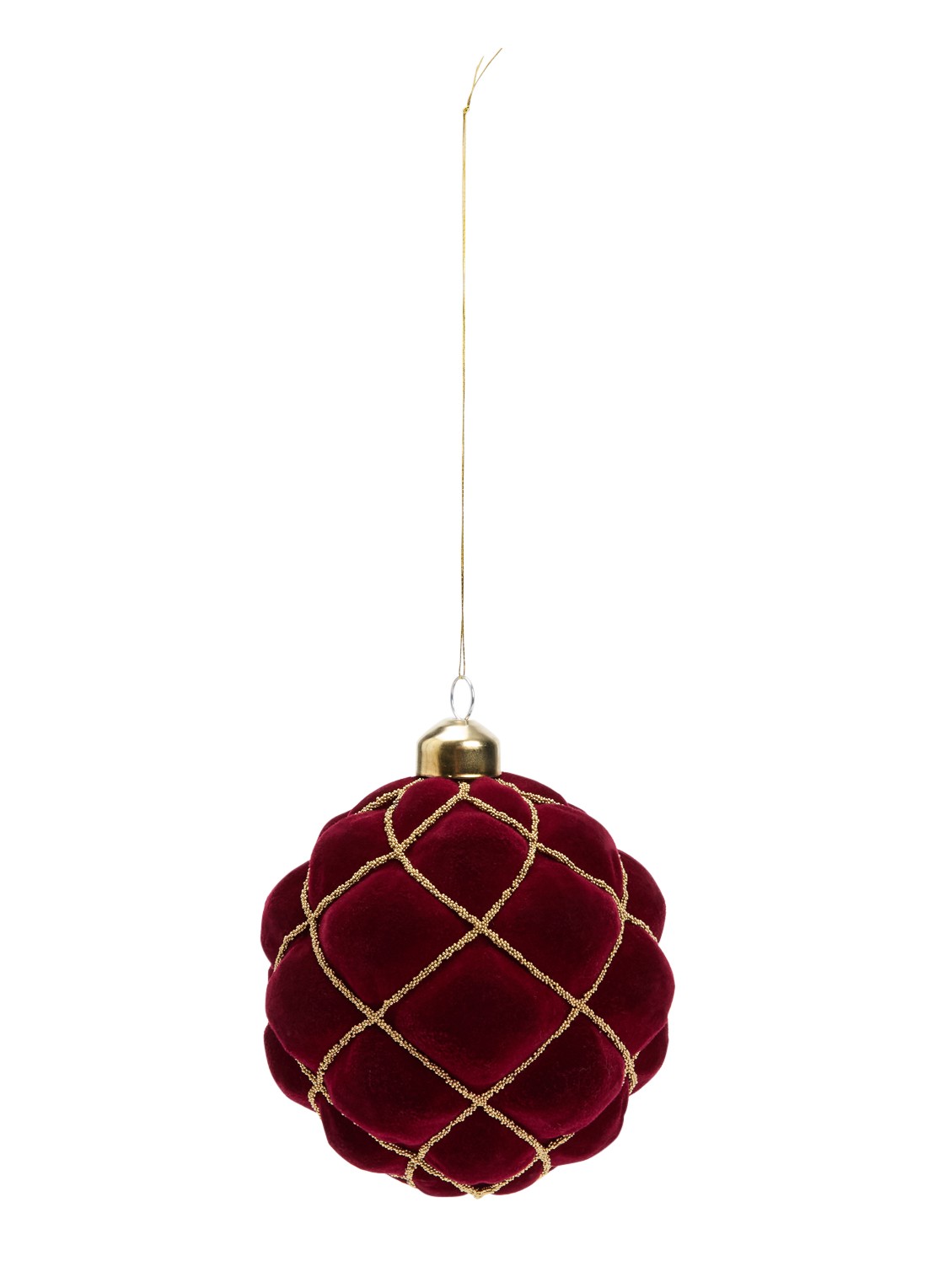 Shishi Fluweel kertsbal 10 cm - voorkant donkerrood