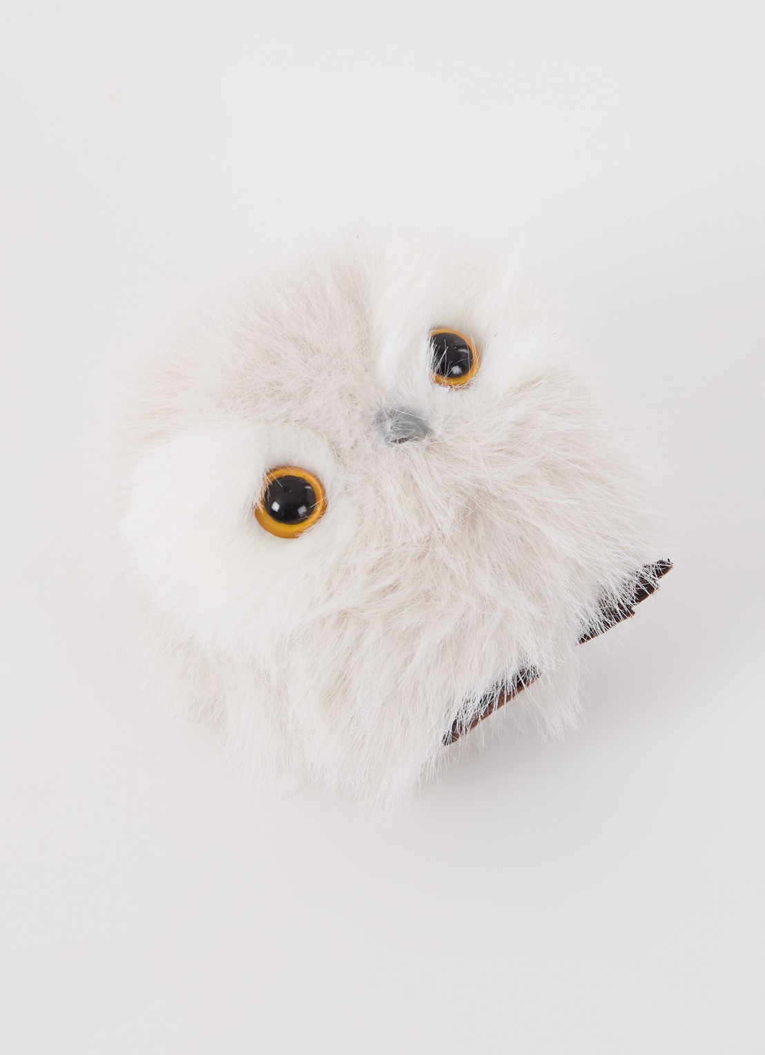Shishi Furry uil kerstbal 9 cm - detail 3 lichtgrijs