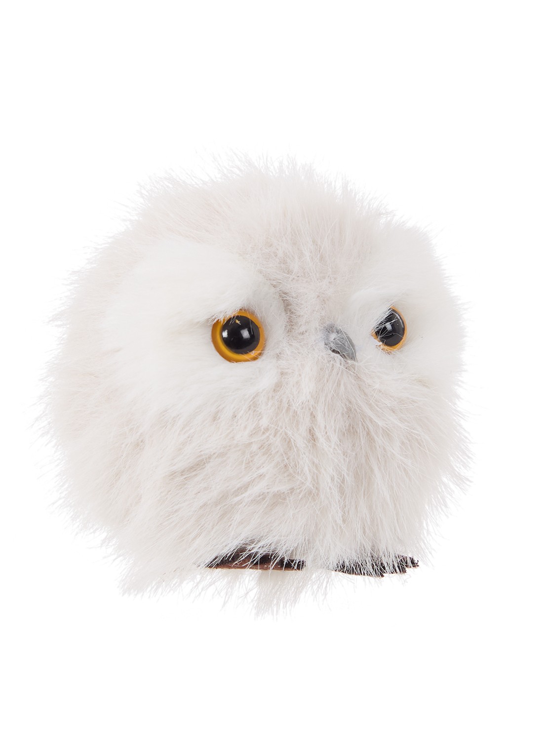Shishi Furry uil kerstbal 9 cm - voorkant lichtgrijs