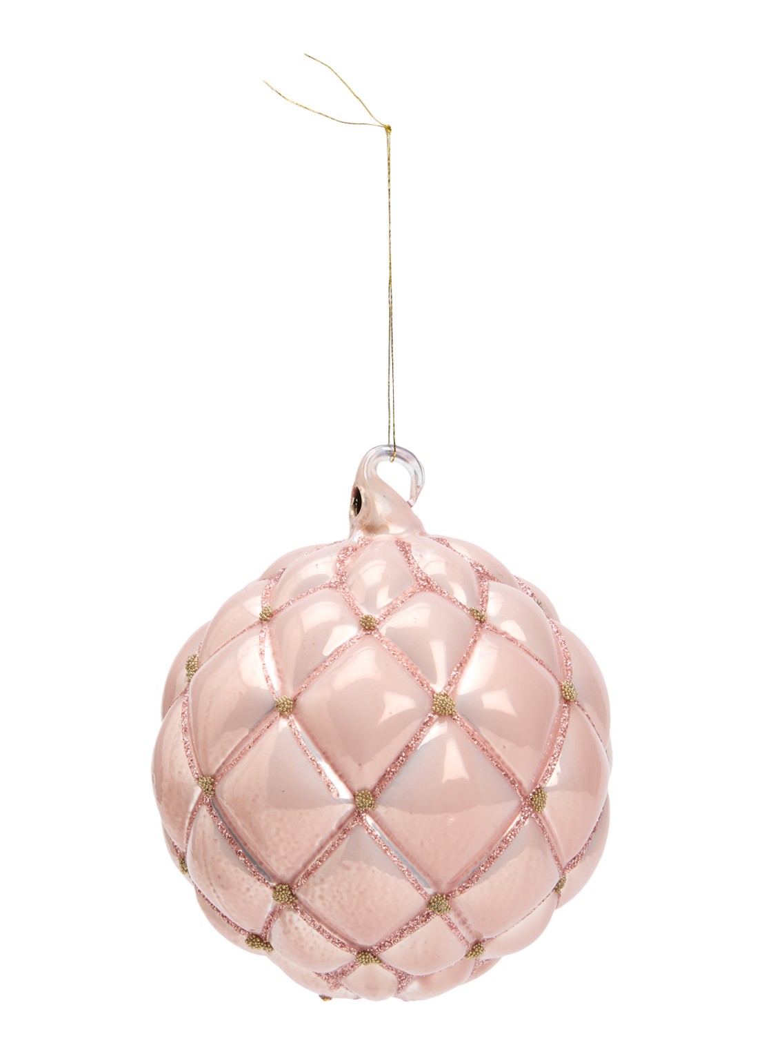Shishi Glitter kerstbal 10 cm - voorkant 2 roze