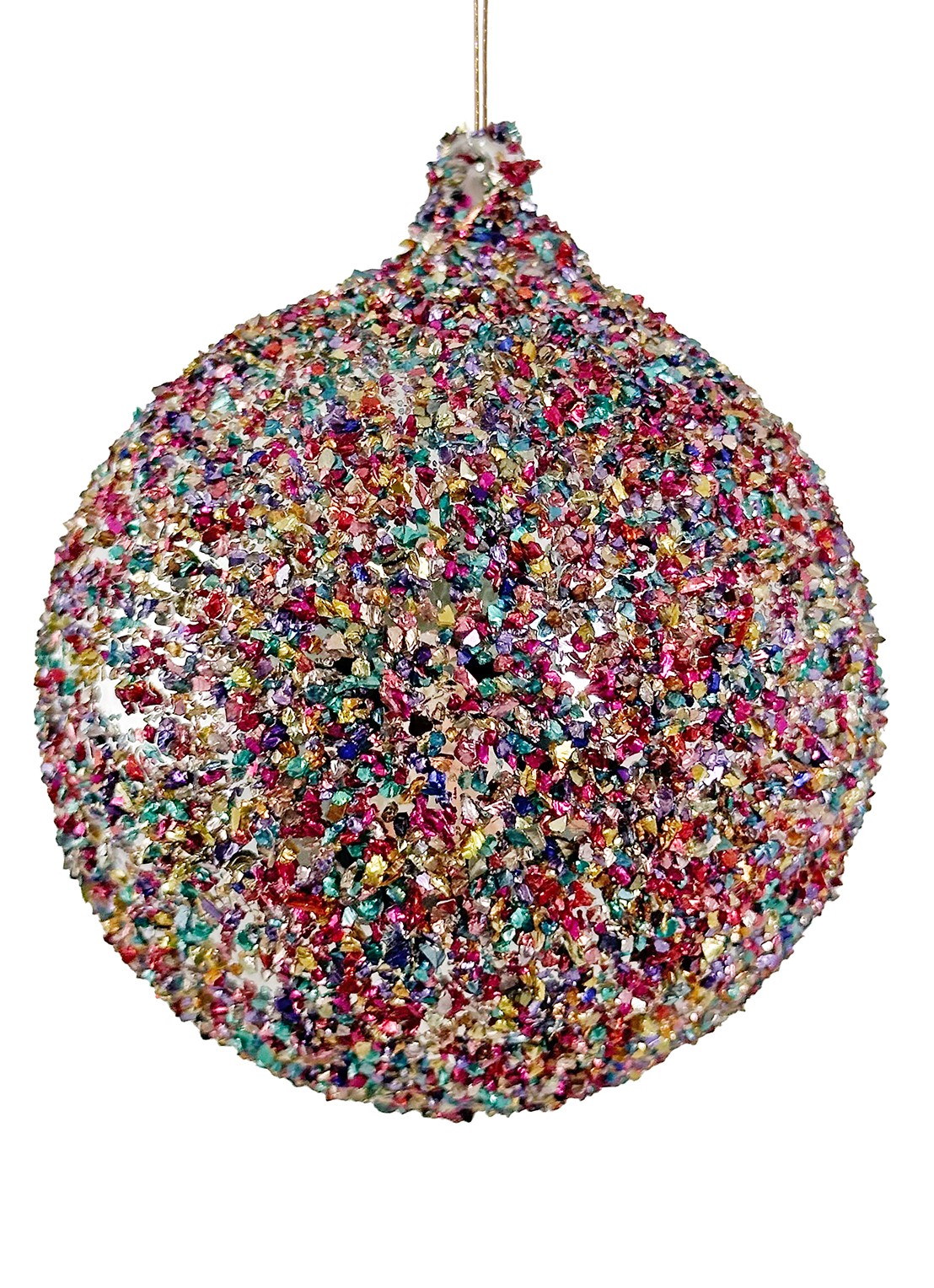 Shishi Glitter kerstbal 8 cm - voorkant multicolor