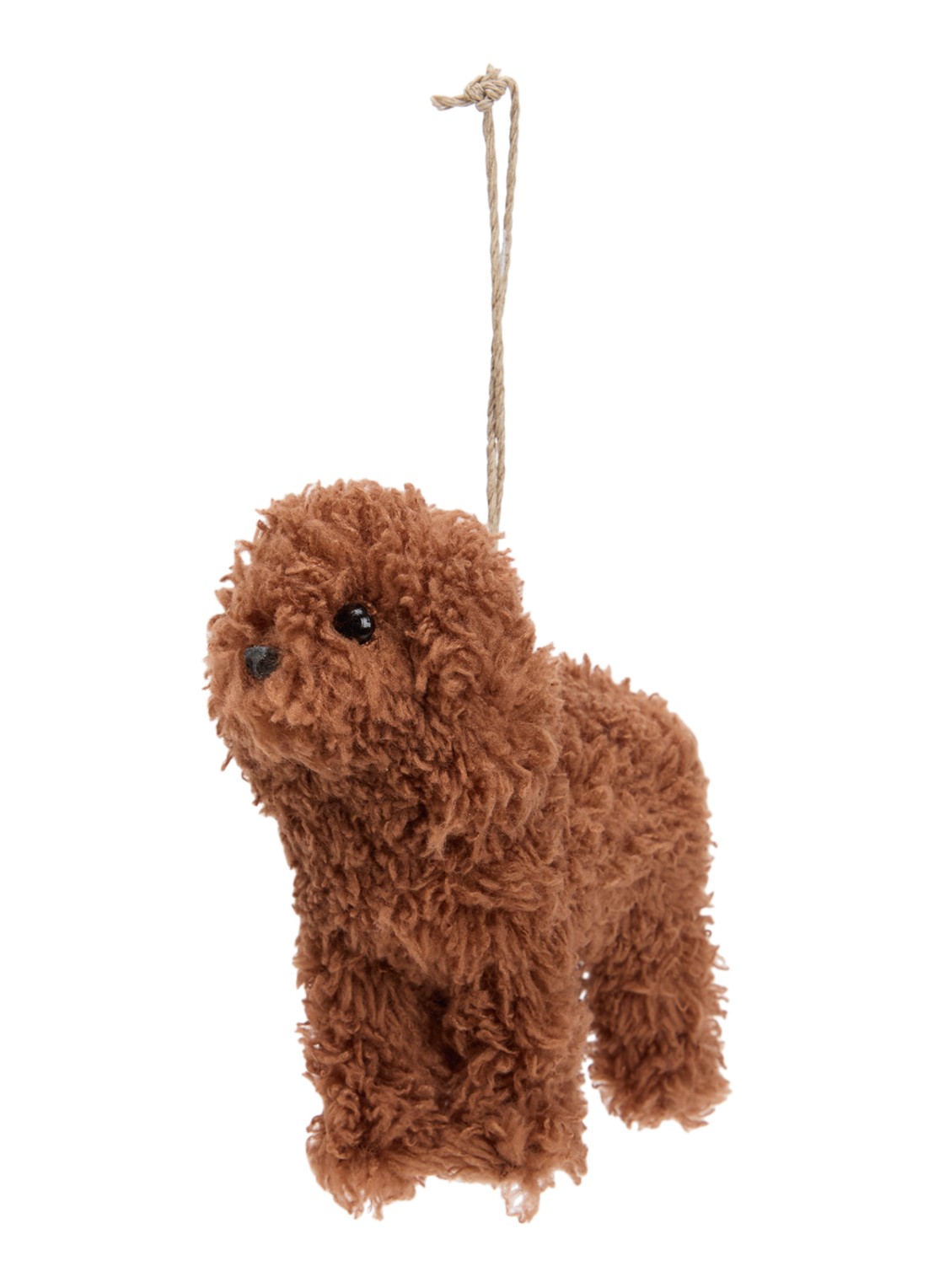 Shishi Hond kersthanger 12 cm - voorkant bruin