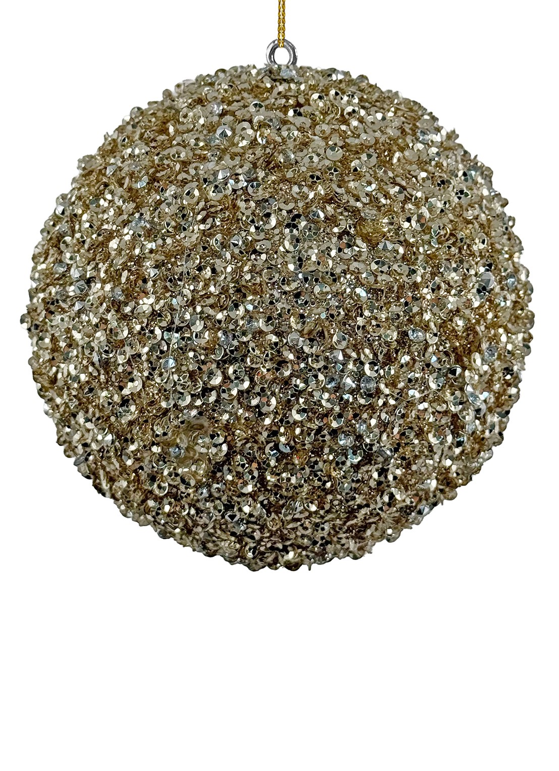 Shishi Sequin kerstbal 10 cm - voorkant goud
