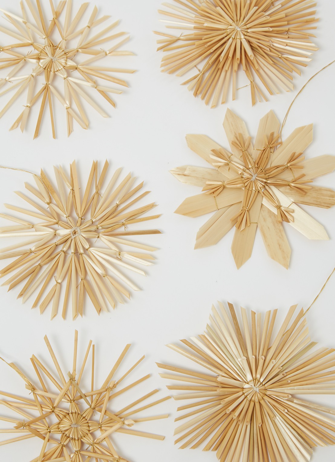 Shishi Straw Ornament kersthanger set van 12 - detail 3 beige
