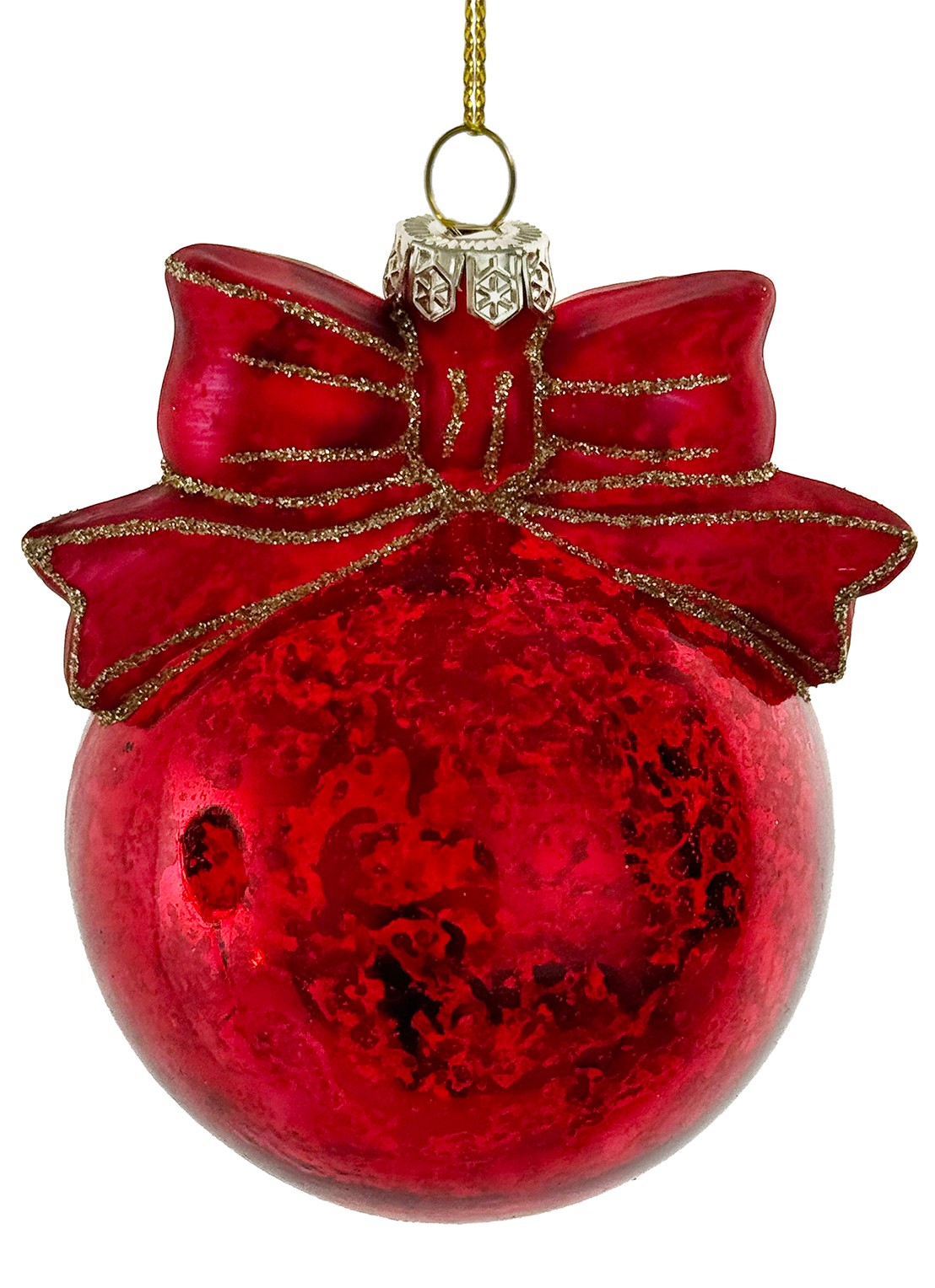 Shishi Strik kerstbal 10 cm - voorkant rood