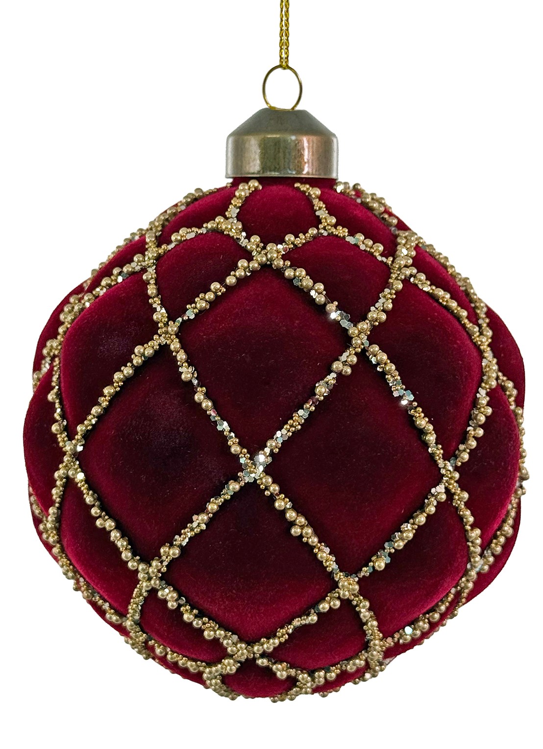 Shishi Velvet kerstbal 10 cm - voorkant donkerrood
