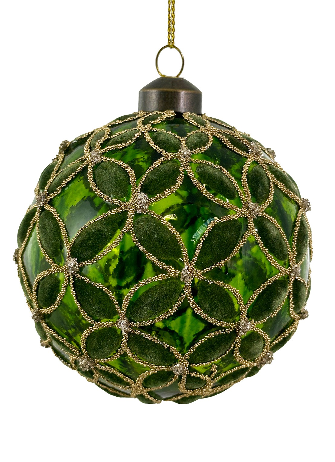 Shishi Velvet kerstbal 10 cm - voorkant groen